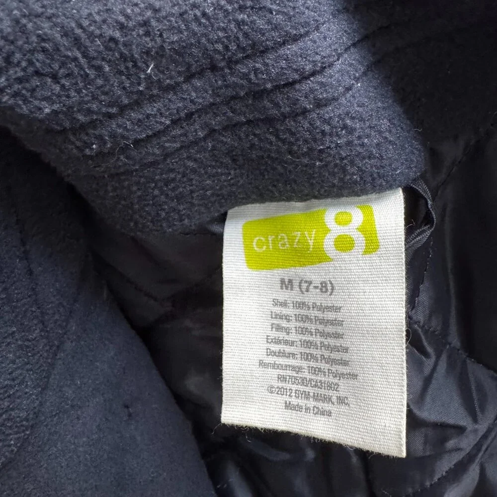 Crazy 8 Gymboree Navy Fleece Pea Coat Size Medium - Picture 4 of 4